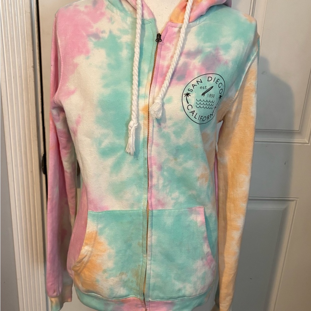 San Diego California Tie-Dye Zip Up Hoodie - Medium